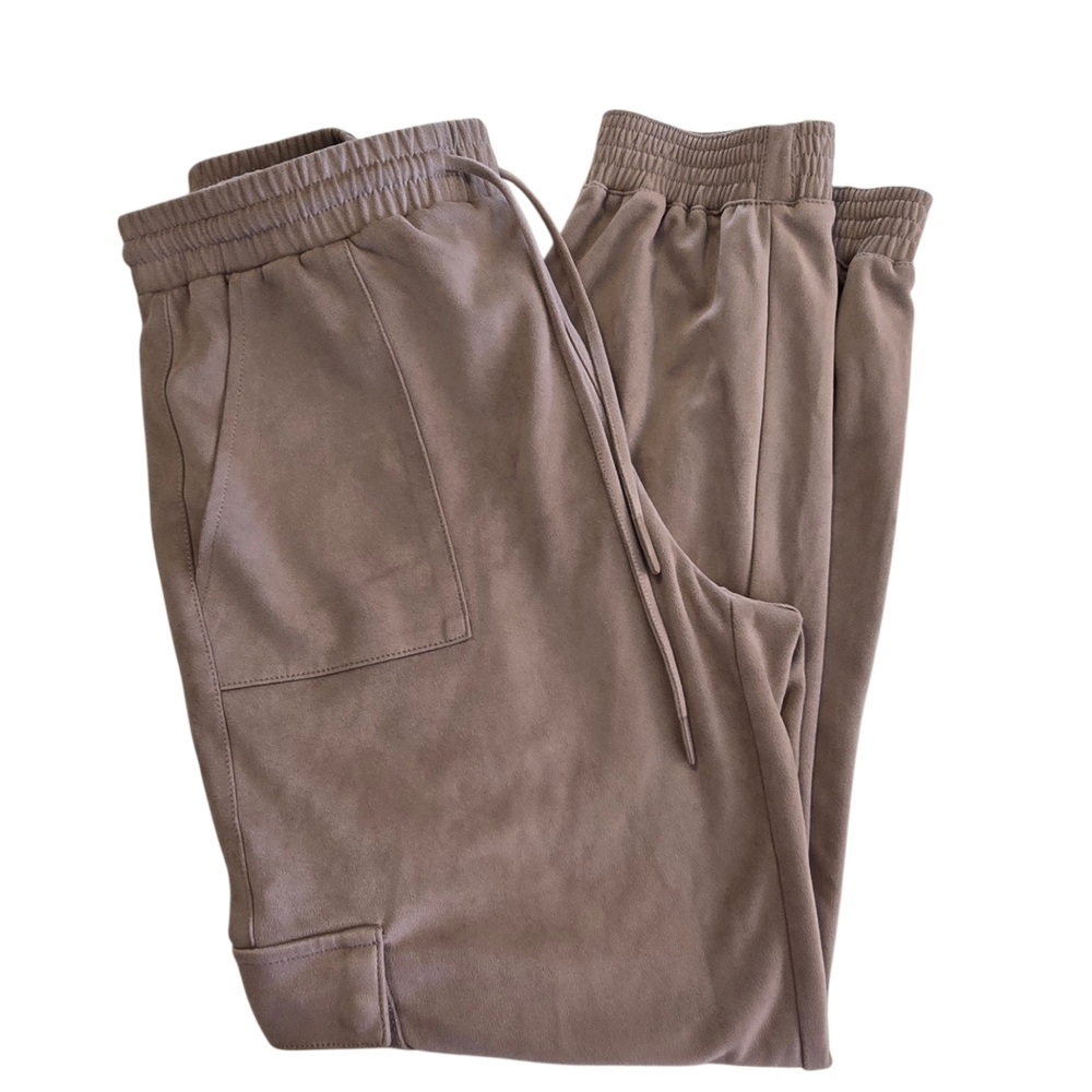 Truth By Republic Suede Stylish Women's Tan Joggers Size M - Picture 1 of 5